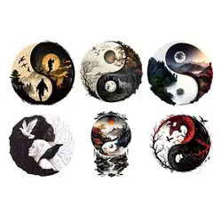 Heat Transfer on Clothes Iron on Patch for Hoodies, Children's Decoration, Six Scenery, Tai Chi, Eight Trigrams