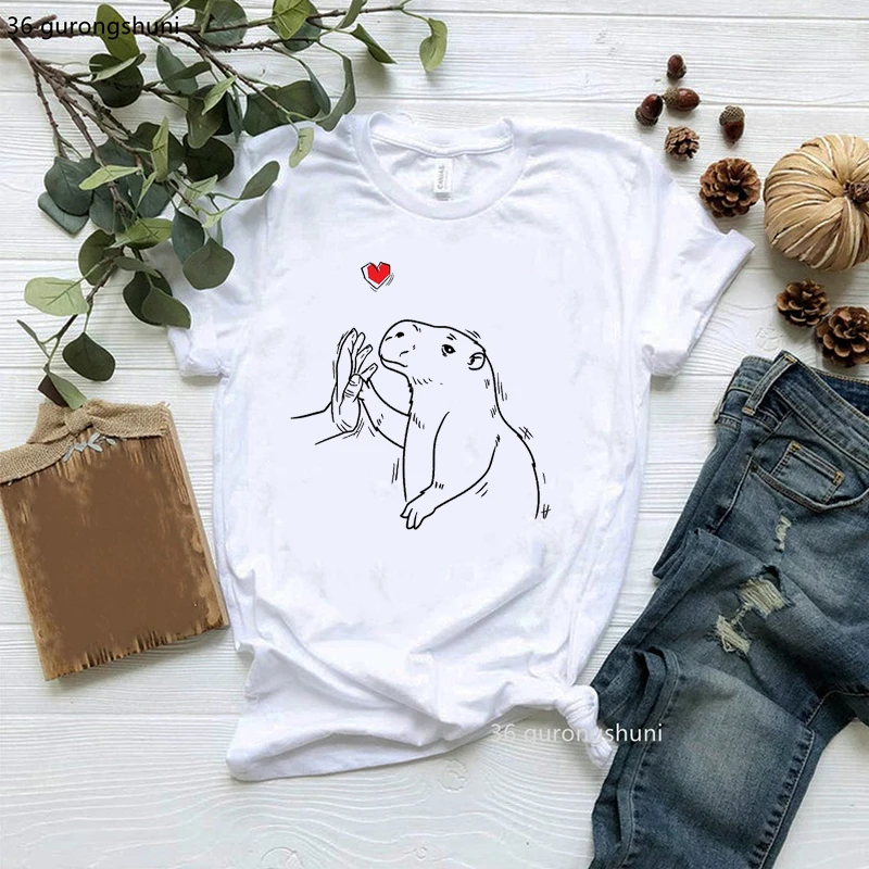 I Love Capybara T Shirt Anatomy of A Capybara Graphic Women Clothes Female Clothing Short Sleeve T-Shirts Tees 90s Tops