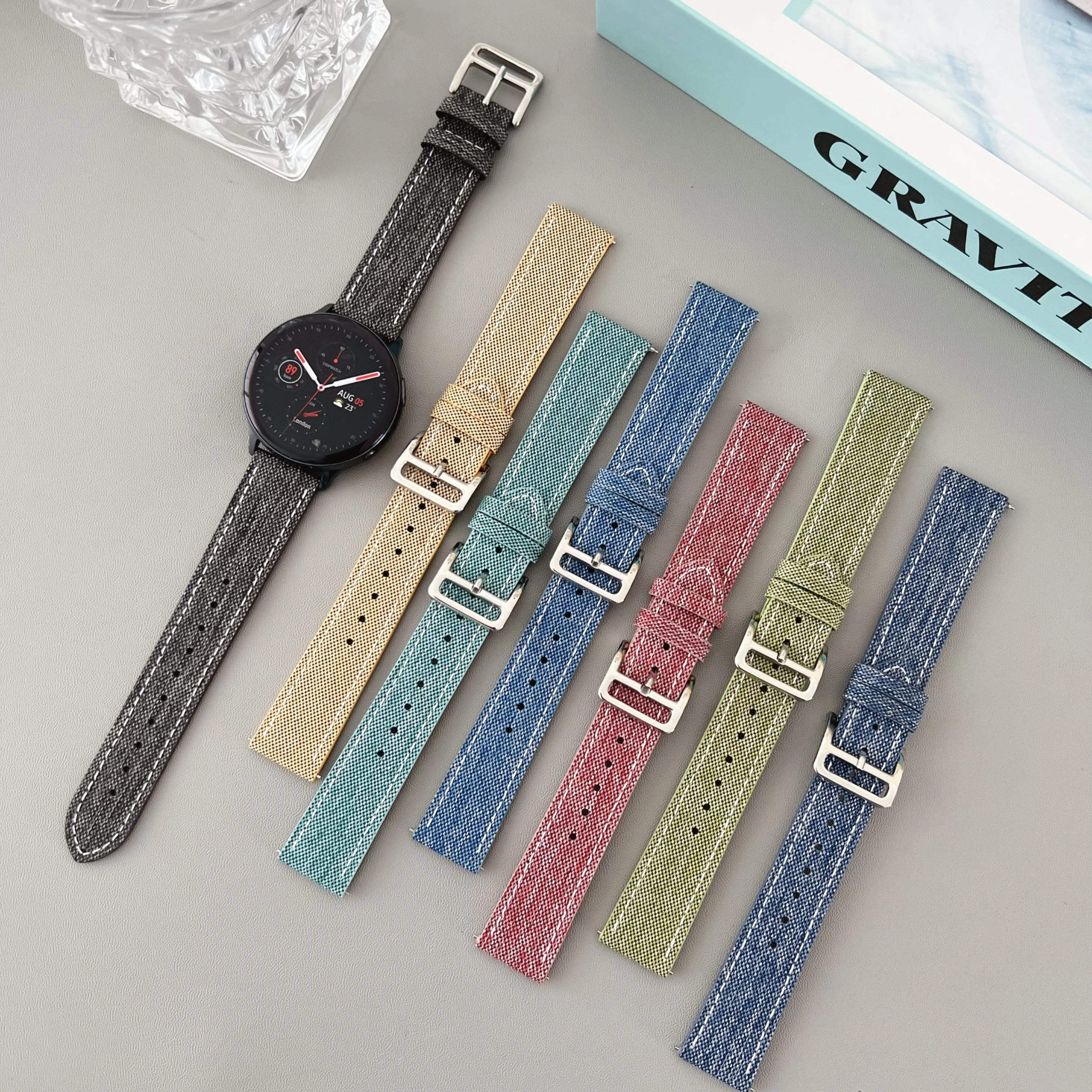 20mm Strap For Samsung Galaxy Watch 3 41MM Bracelet 20mm For Huawei Watch GT2 42mm Nylon Denim Strap For Huami amazfit GTR 42MM