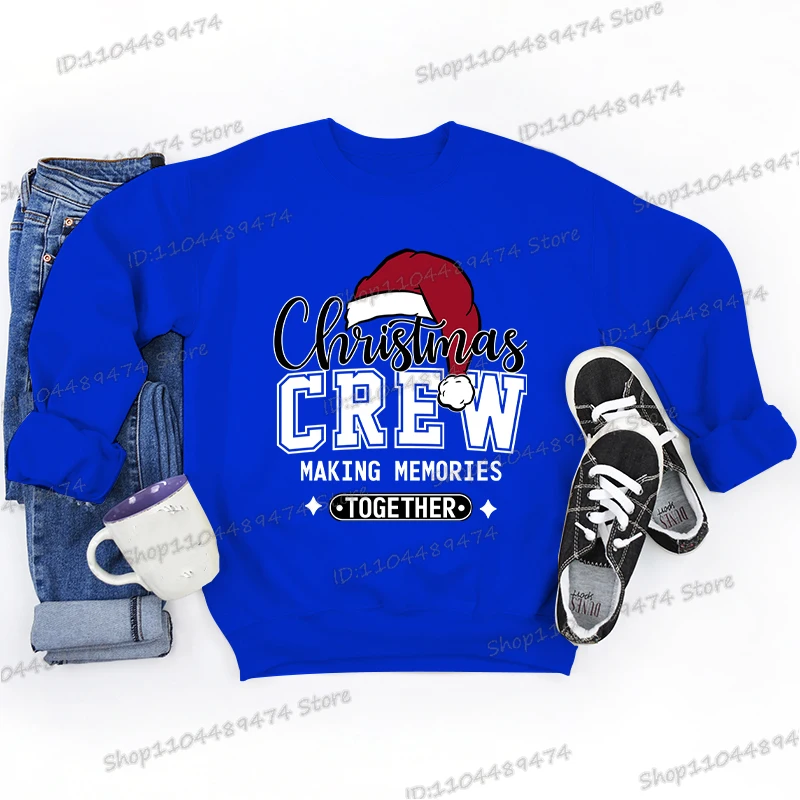 عيد الميلاد طاقم صنع ذكريات معا مطابقة الأسرة الرجال النساء بلوزات الخريف سترة أنيقة تحمل شعار لعبة البيسبول عادية Crewneck الشارع الشهير