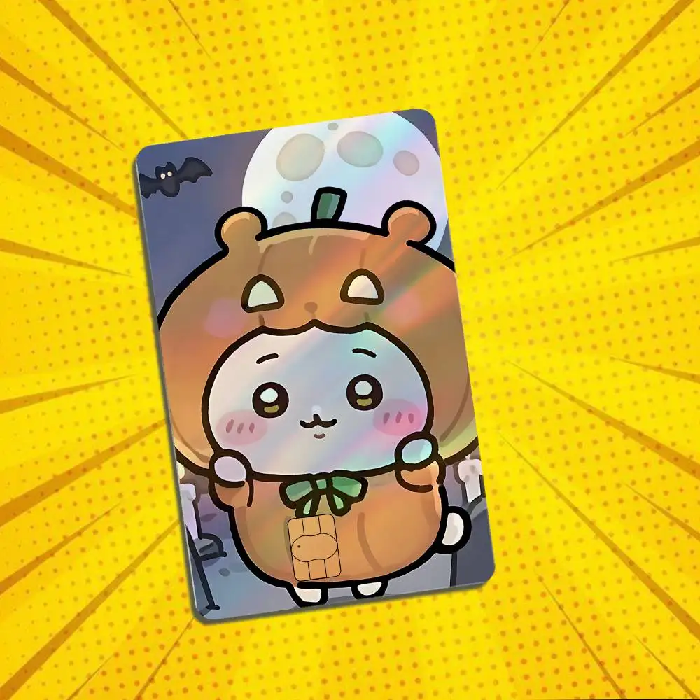 Cute Halloween rabbit hamster Laser-like texture Card Stickers Credit Visa Debit Bank Charge Card Bus Metro Waterproof Sticker
