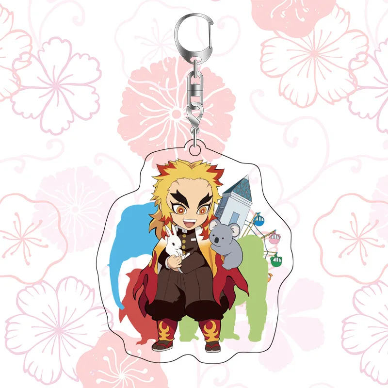 Lindo llavero acrílico de Anime Kamado Tanjirou Nezuko Makomo Agatsuma Zenitsu Hashibira Inosuke lindo un bolso de cuerda paquete adornos