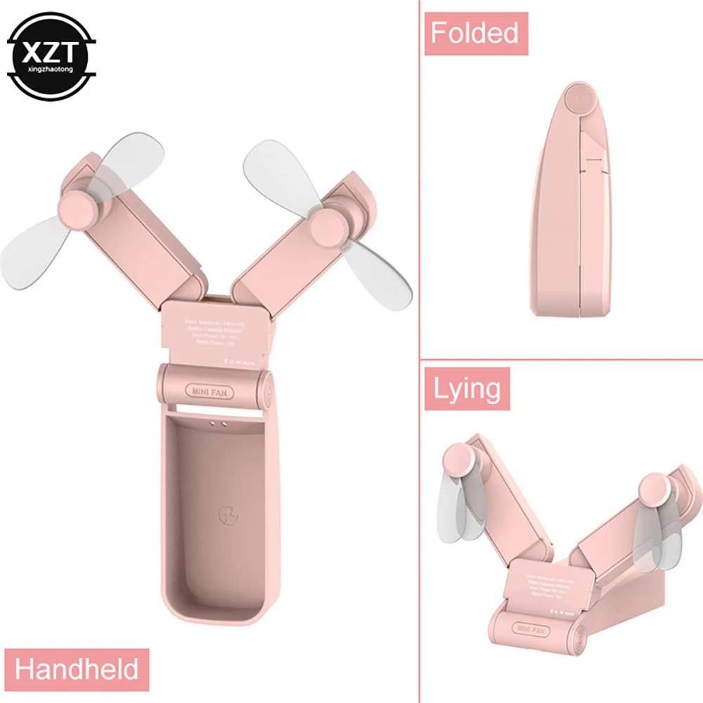 10 PCS USB Mini Fold Fan Electric Portable Double Head Air Cooler Originality Charging Household Electrical Appliances