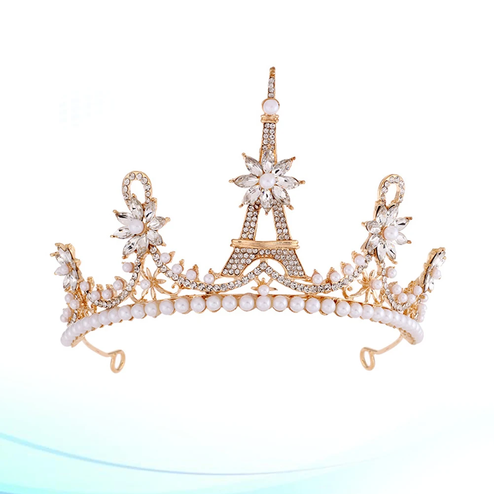 

15 X9.5cm Pearl Princess Crown Jewelry Bride Fashion Headbands Bridal Hairband for Wedding