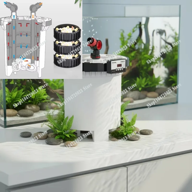 HW5000 frequency conversion external aquarium filter, environmentally friendly ultraviolet 9W LCD fish tank filter