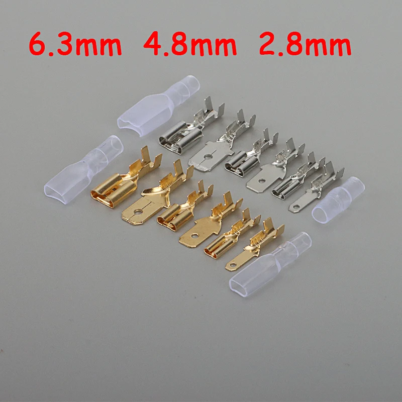 100pcs 2.8/4.8/6.3mm Quick Splice Male and Female Wire Spade Crimp Terminal Wire Connector Assortment Kit with Insulating Sleeve