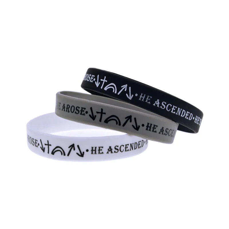 50 Stück christliche Silikon-Armbänder „Er kam, er starb, er ist auferstanden“ – Gebetsarmbänder für Bibelcamp, religiöse Gummibänder – Detail 1
