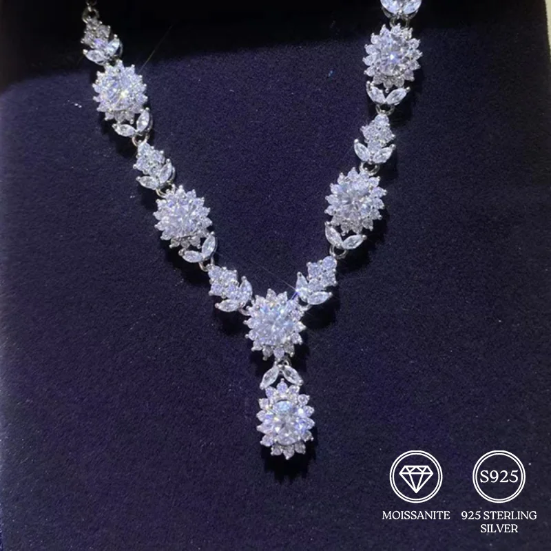 1pc 3Carat Fashionable 925 Silver Moissanite Pendant Necklace Water Drop Versatile Necklace Collarbone Chain Women's Evening.