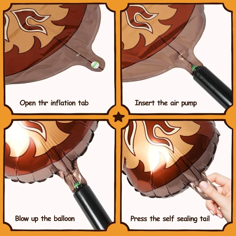 4개 서부 카우걸 파티 풍선 카우걸 부츠 풍선 카우보이 모자 포일 풍선 서부 카우걸 생일 파티 장식