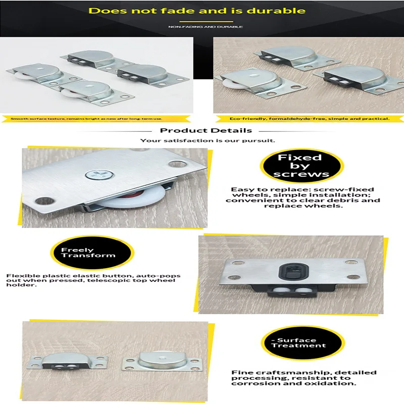 Wardrobe sliding door wheels, stainless steel sliding door wheels, cabinet door top rollers, kitchen cabinet sliding door bearin