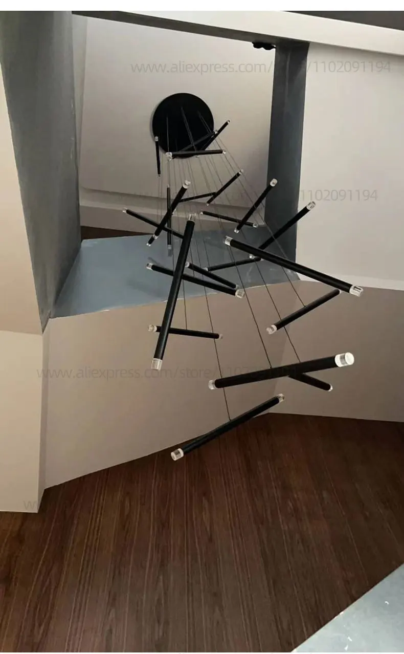 Nordic Minimalist Long Pendant Light Villa Hanging Stairs Chandelier Living Room Lighting Restaurant Decoration Pendent Lamp