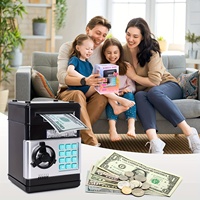 Electronic Piggy Bank Automatic Mini Safe Coins Cash Saving Money Box Password Counter Code Key Lock Coin Bank ATM Child Gift