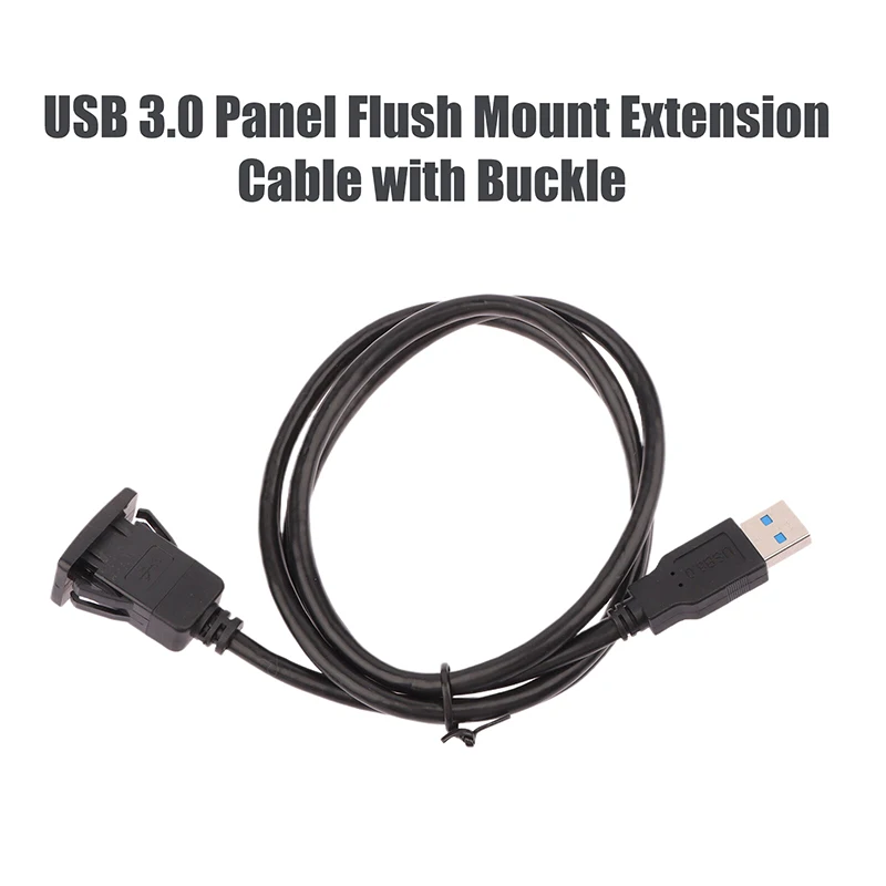 

1Pc USB 3.0 Panel Flush Mount Extension Cable With Buckle For Car Truck Boat Motorcycle Dashboard