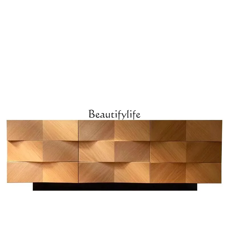 

-Italian oak chest of drawers American light luxury bedroom entrance storage light luxury new six-chest cabinet living room