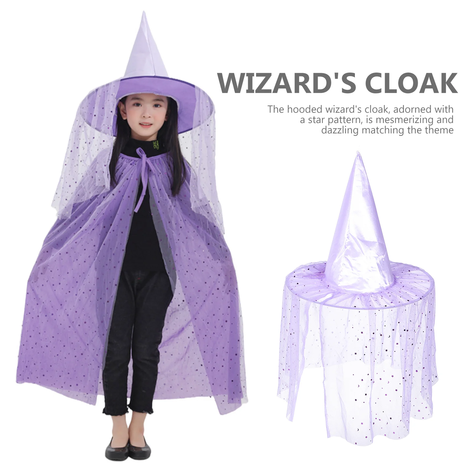 Kids Costume Props Witch Cloak Set Decor Star Cape Kit Carnival Costumes for Child