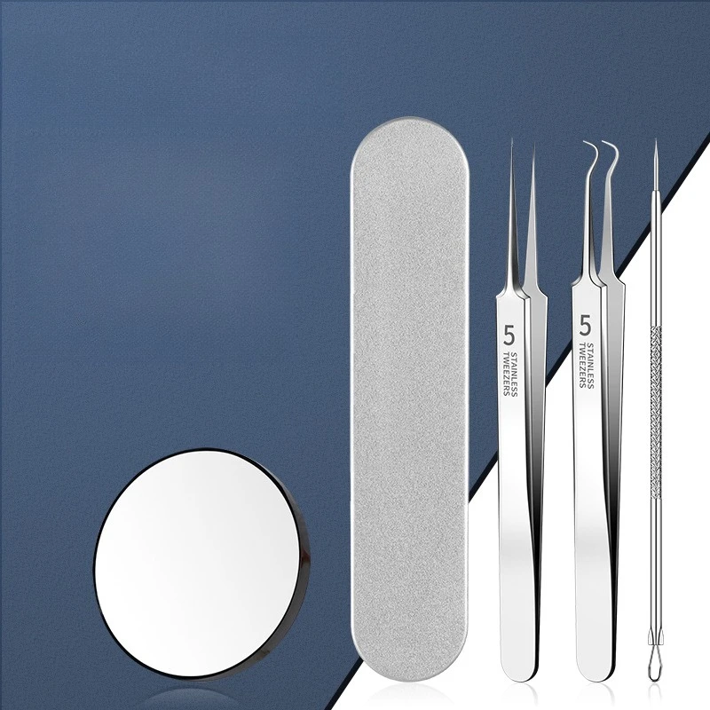 3Pcs Blackhead Remover Tool Kit, Precision Comedone Tweezers & Acne Needle Set, Stainless Steel Pimple Extractor Tools