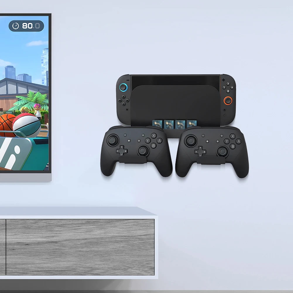 Metal Wall Bracket with Controller Hook Console Holder Stand Storage Organizer for Nintendo Switch2 Accessories