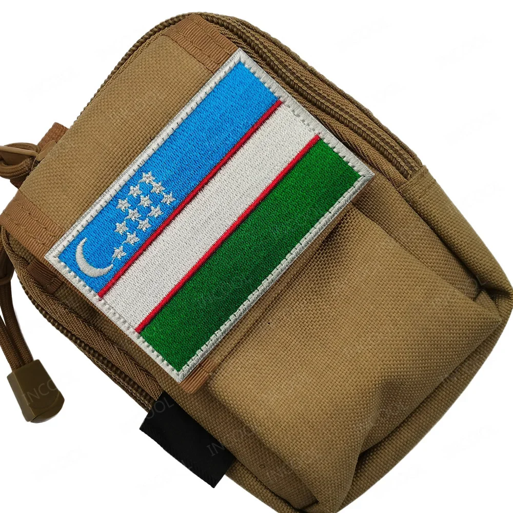 Asian Flags Embroidery Patches Israel Japan Uzbekistan Cyprus Azerbaijan Appliques Armband Fastener Decorative Shoulder Badges