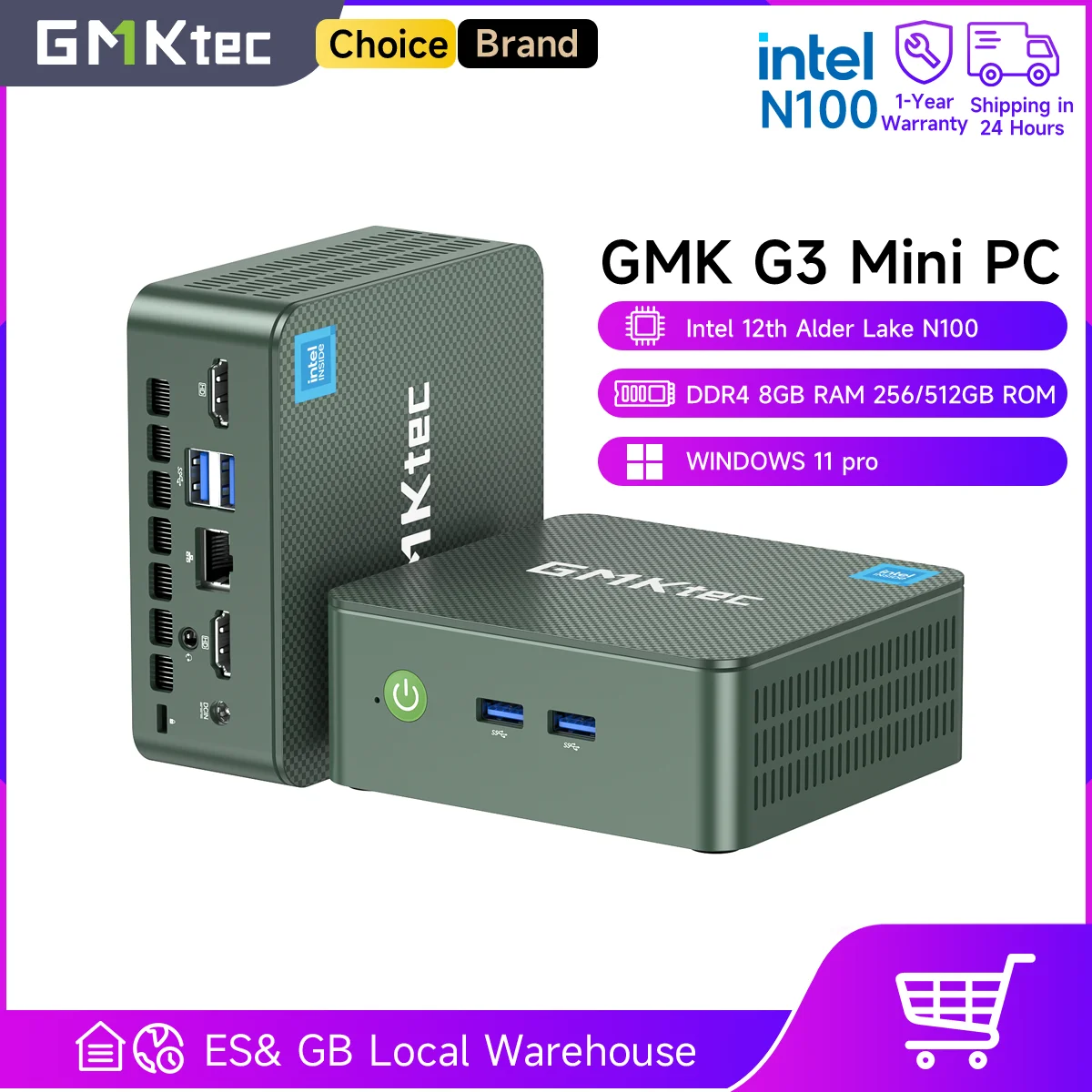 GMKtec G3 Mini PC Intel Alder Lake N100 Windows 11 Pro ordenador de escritorio 8/16GB RAM 256/512GB PCIe M.2 SSD WiFi 6 BT5.2 Mini PC