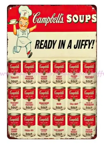 affordable home decor 19450s Campbell's Soups metal tin sign