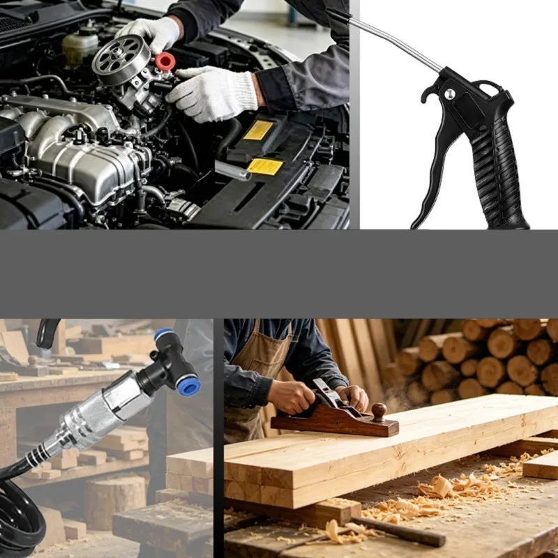 AB66-Industrial Pneumatic High-Pressure Air Duster Gun Kit - 5M Hose, Multiple Connectors