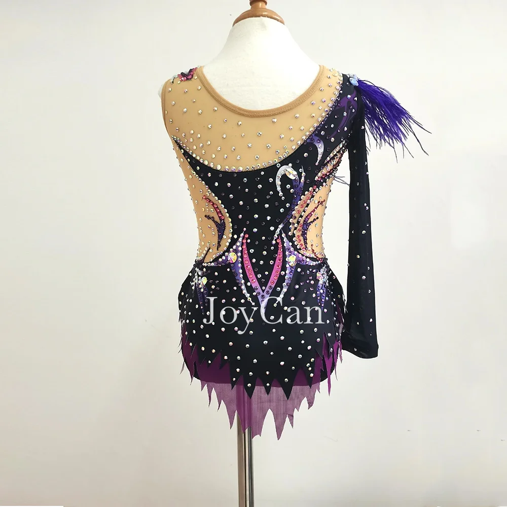 Artistic Gymnastics Leotards Purple Spandex Unitards High Elasticity Breathable Diamond Look Rhythmic Gymnastic CostumesBD1029