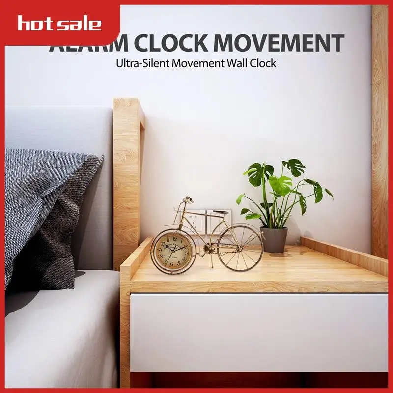 

A33R-Vintage Iron Bicycle Type Table Clock Classic Non-Ticking Silent Retro Decorative Bike Clock For Living Room Study Room Caf
