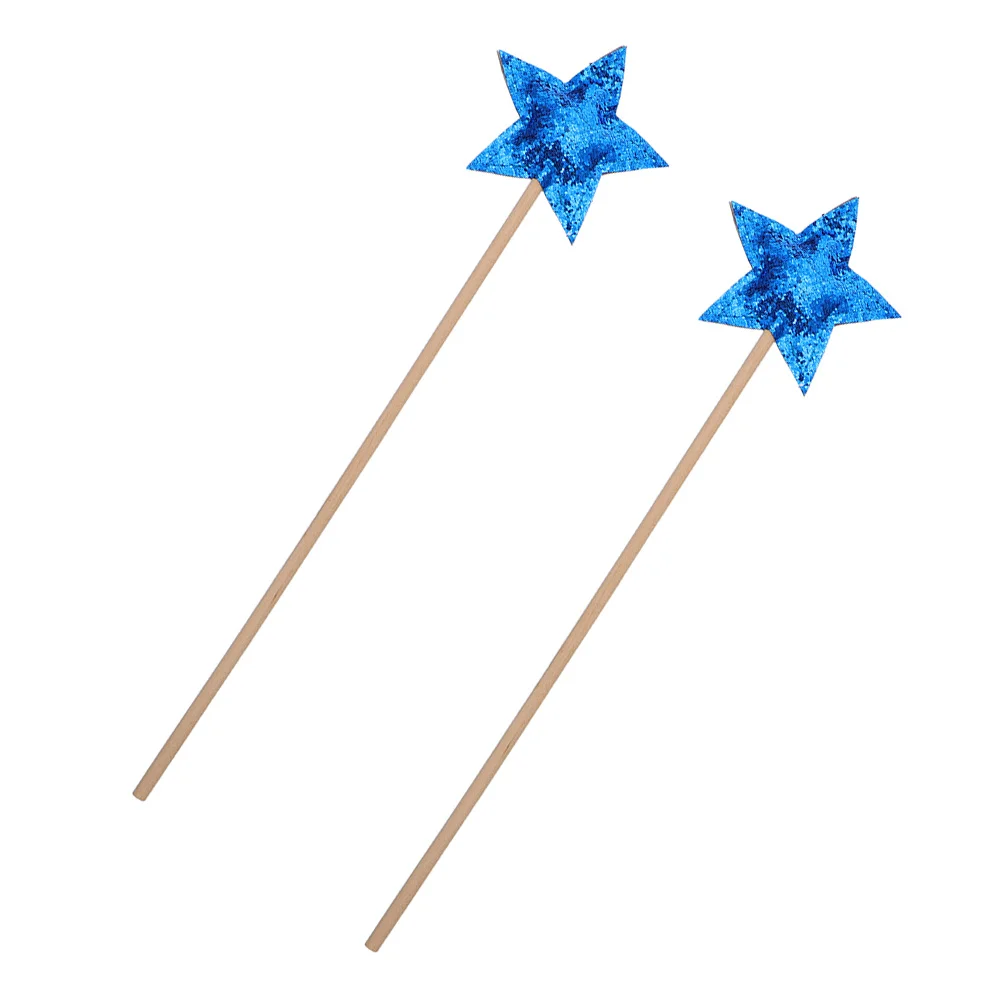 

2 Pcs Smooth Shaped Fairy Wand Wooden Girls Party Halloween Accessories Birthday Decorations
