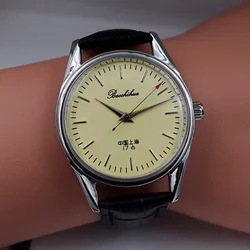 Antique Shanghai Watch For Men Vintage Mechanical Wristwatches 8120 Hand Wind Movement 36mm Dome Acrylic Homage Men Watch Retro