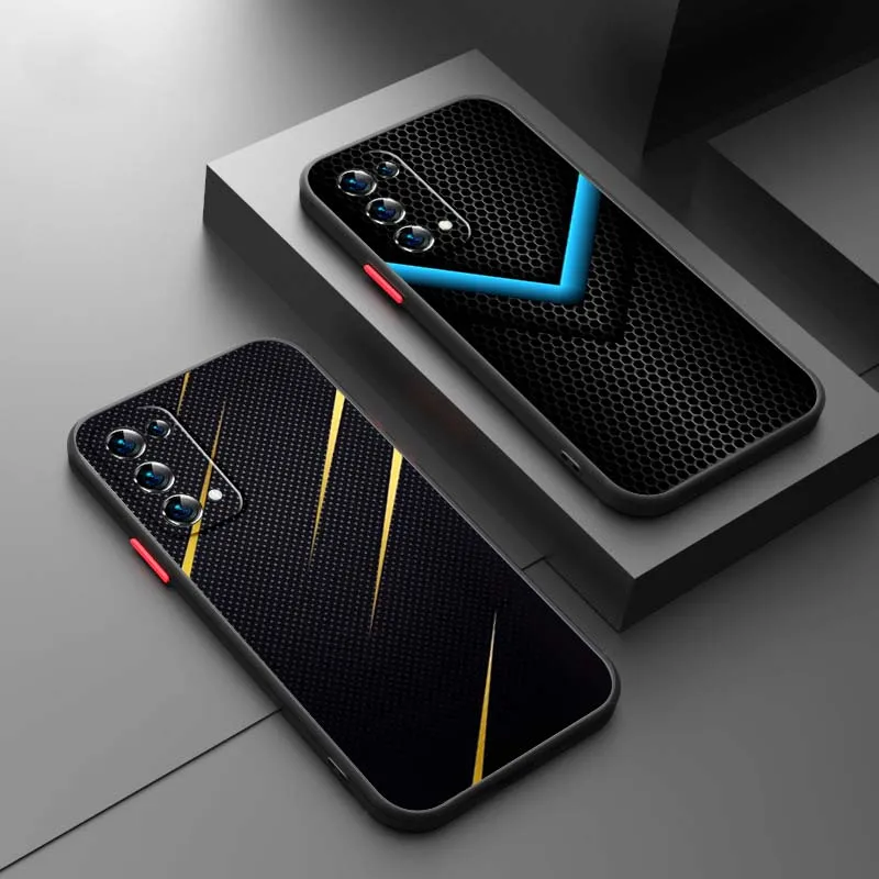 

Carbon fiber honeycomb Phone Case For OPPO Find X3 X5 Lite Pro A98 A94 A93 A78 A79 A76 A58 A57 5G Frosted Translucent