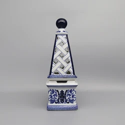 Ceramic Tower Incense Burner, Blue and White Ceramics,  Table Assccessory