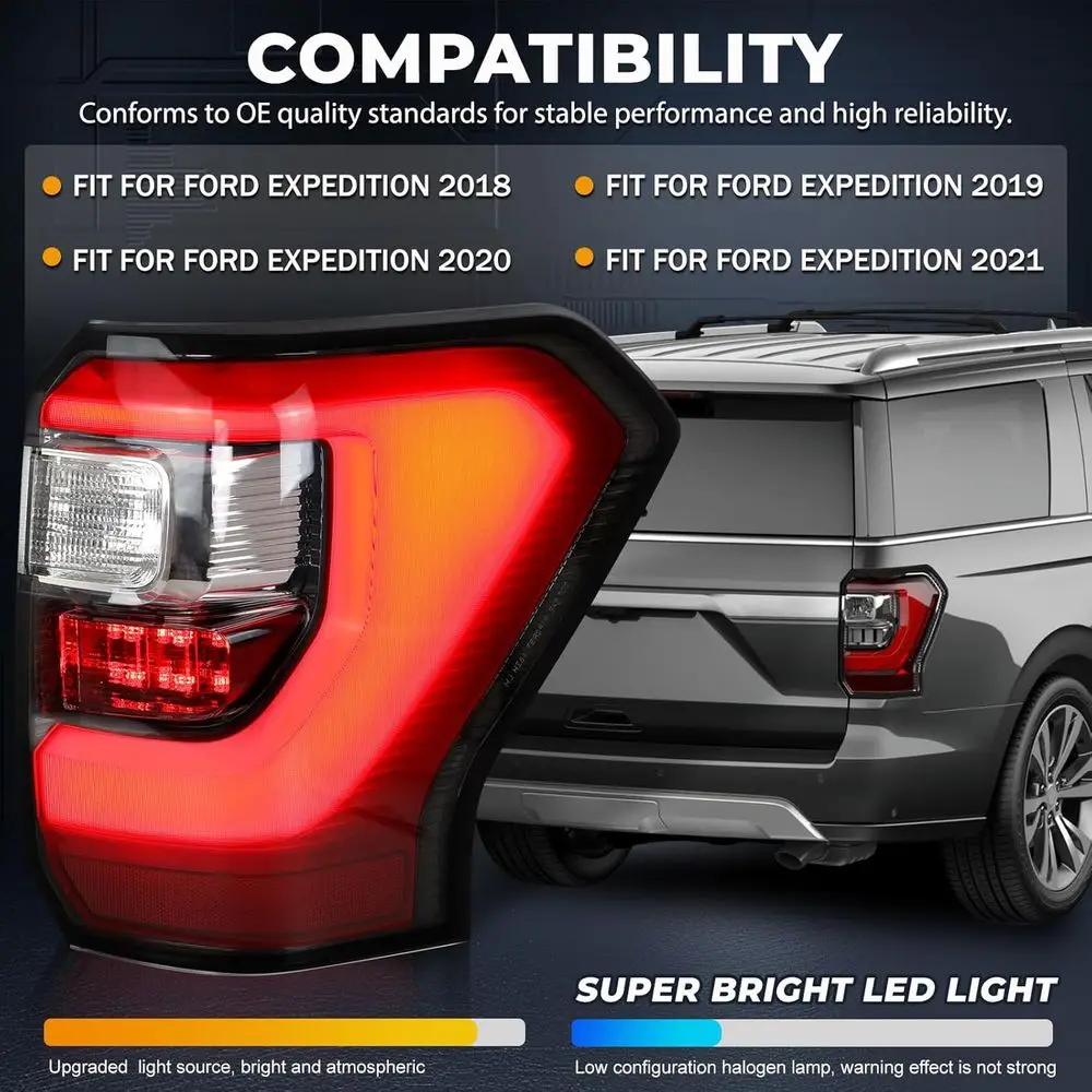 Fanale posteriore a LED lato destro Ford Expedition 2018-2021 con cablaggio e lampadine
