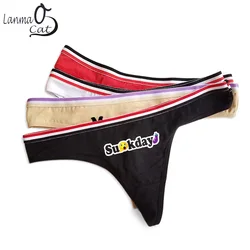 Comfirtable Sexy Sports G String Daily Words Printed Cotton Thongs For Ladies Female Weeks Undderpants