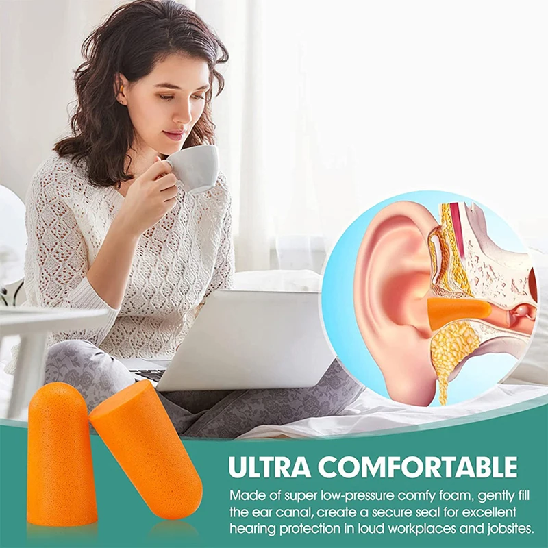 20pcs Disposable Soft Orange Tapered Foam Earplugs for Travel Sleep Noise Reduction Sound Insulation Ear Protection Comfortable
