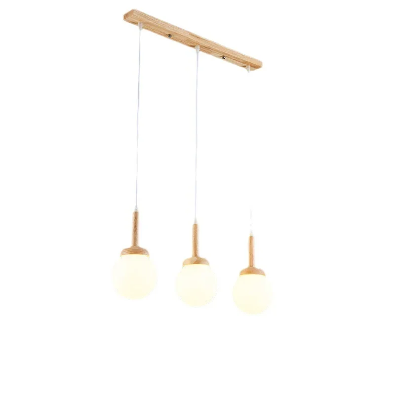 Nordic pendant lamp wood atmospheric Chinese three head dining room dining room modern simple bar personalized creative kitchen image 5