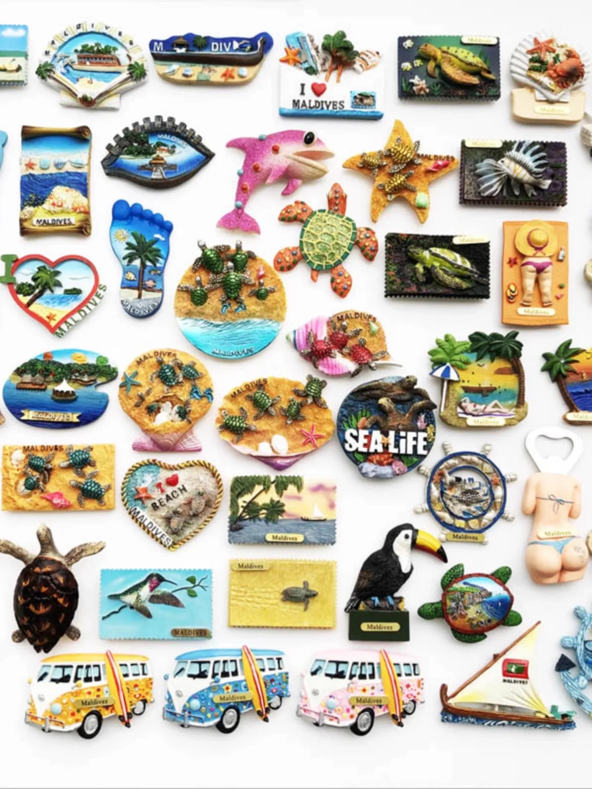 Maldives creative resin magnet refrigerator sticker sea turtle beach travel souvenir decorative arts and crafts gifts