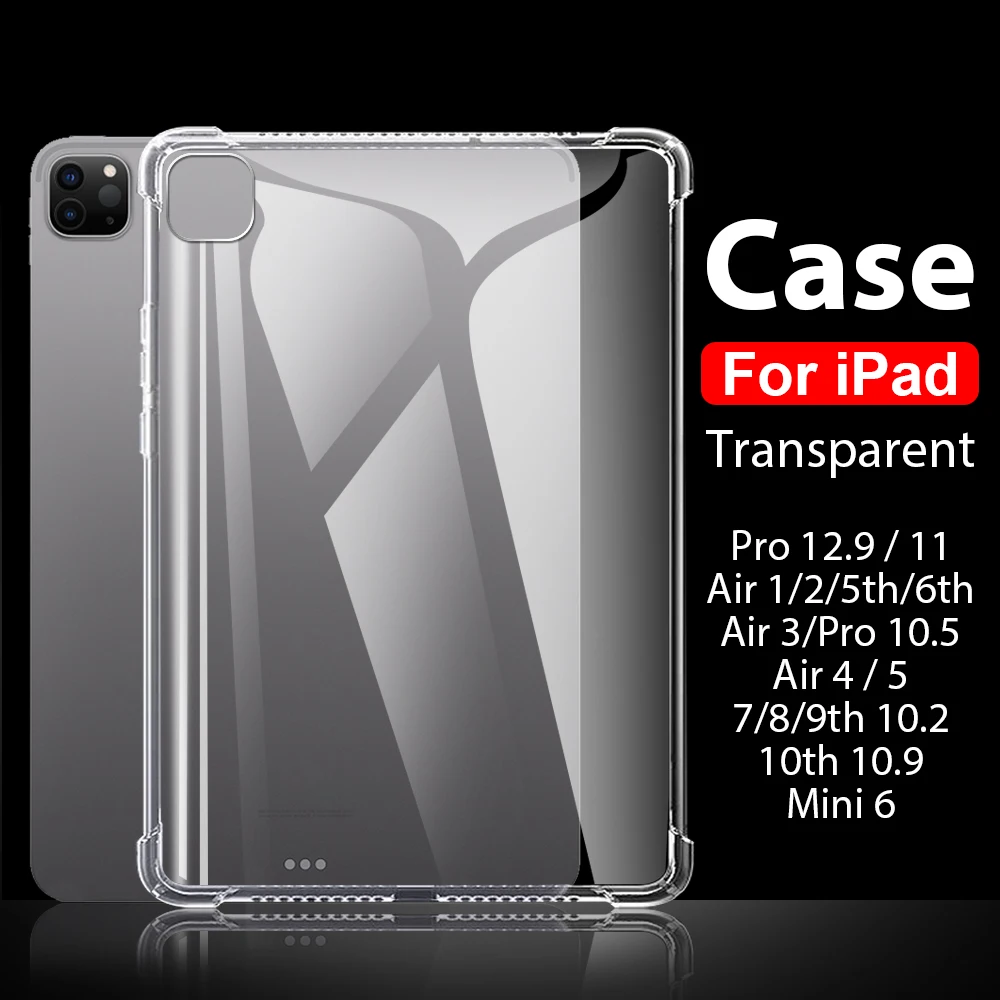 Transparent Case For iPad Pro 12.9 5th 6th 11 4th 10 12 9 9th 10th Generation Air 5 4 10.9 Mini 6 7th 8th 10.2 10.5 Cover Funda