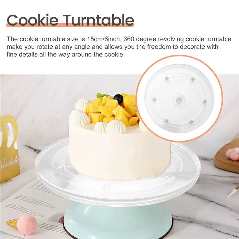 AB46-15 Pcs Cookie Decorating Kit Supplies,Cookie Turntable,Cookie Brushes,Scriber Needles For Kitchen Baking Tools