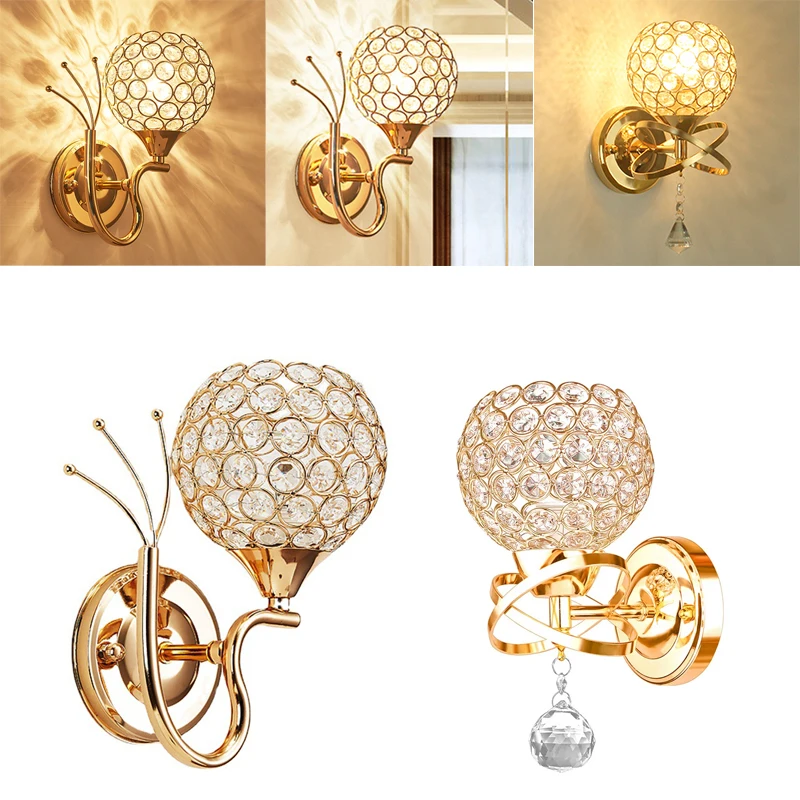 Luxury Crystal wall lamp Nordic E27 Bedside Lights for Corridor Aisle Balcony Staircase Cloakroom Bedroom Home Indoor Lighting