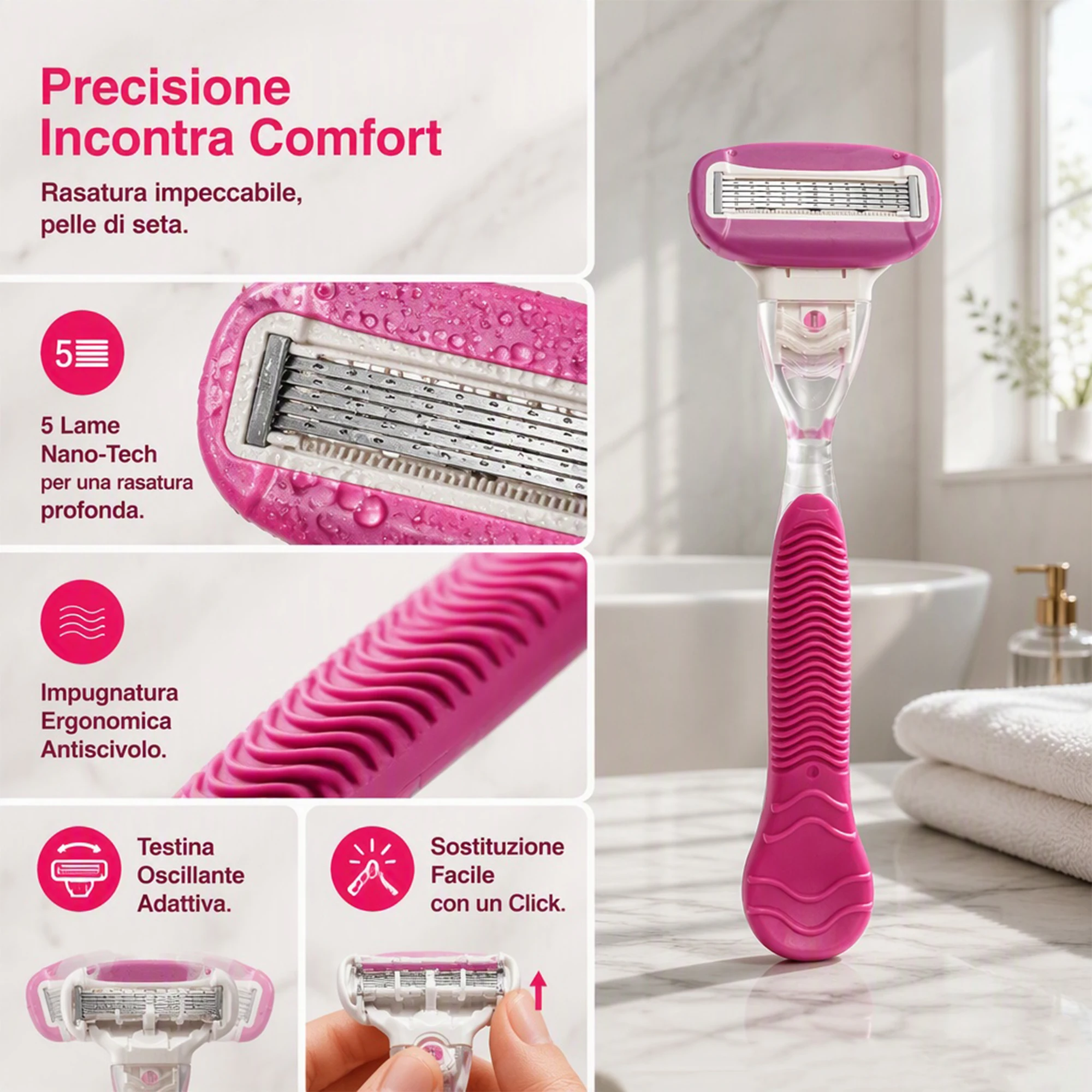 Women's Razor Blade Refills 5-Layer Hair Removal Shaver Heads Body Trimmer Replacement Cartridges Smooth Shaving Gift for Mom
