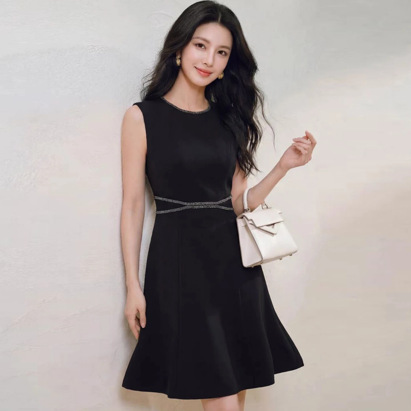 Woman Black Dress Sleeveless Elegant Maternity Sundress 2026 Summer Pregnant