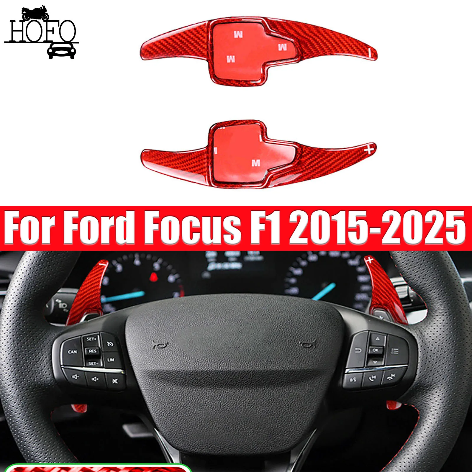 

For Ford Focus F1 2015-2025 Kuga 2016-2025 Car Steering Wheel Extension Shifter Paddl Trim Real Hard Carbon Fiber