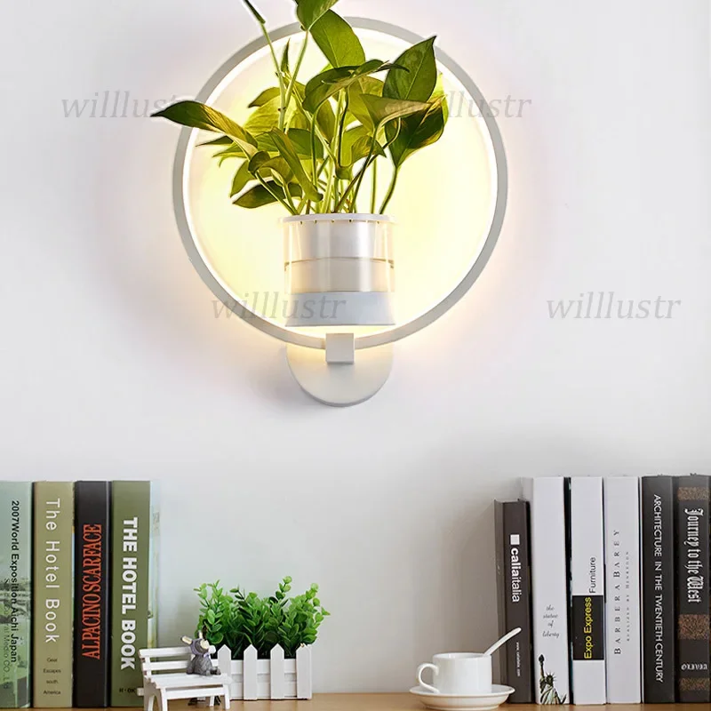 

Art Deco Aluminum LED Wall Lamp Nordic Acrylic Glass Sconce Corridor Living Room Bedside Creative Aquatic Plants Lighting