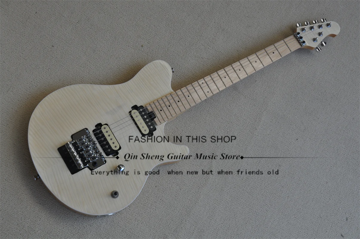 

Natural electric guitar ERN guitar basswood body flamed maple top maple fingerboard tremolo bridge HH pickup