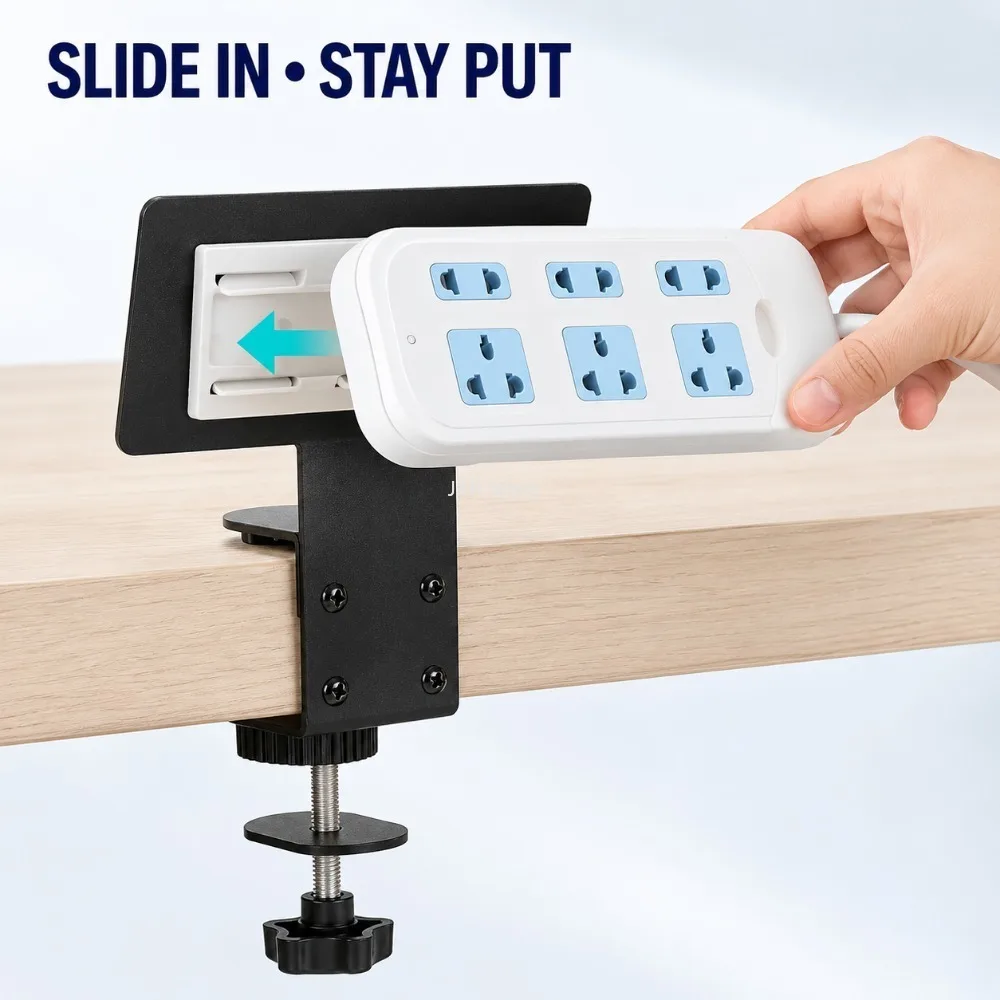 Under Desk Cable Organizer Tray Power Strip Holder No Drill Socket Mount Cord Management Rack for Home Office Storage - view 4