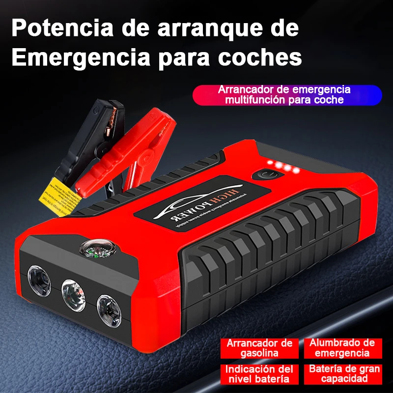 12V Car Jump Starter Power Bank Portable Car Battery Booster Charger Starting Device Auto Emergency Start-up Lighting