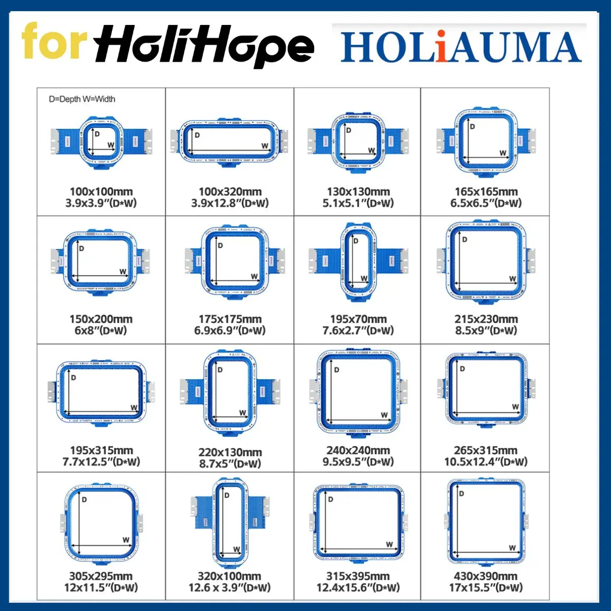 Magnetic Mighty Hoop Frame, Embroidery Hoops for Holiauma Holihope HO-1501 HO-1502H HO-1504H HO1506H HO1508H Machines