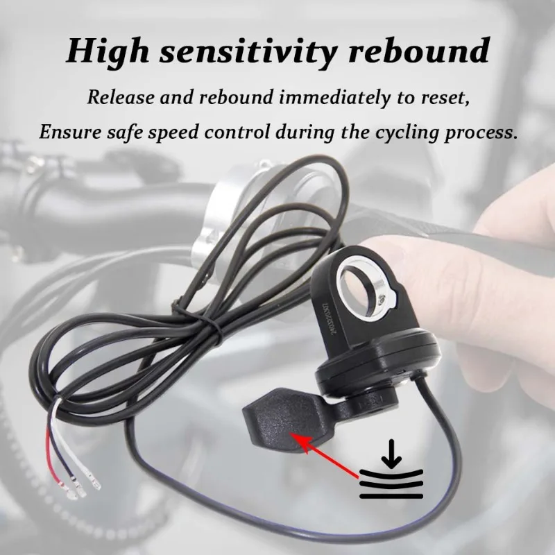 108X Right Thumb Throttle for E-Bike/Scooter, Quick Release Speed Accelerator, Waterproof 12-72V Grip, Sensitive Return