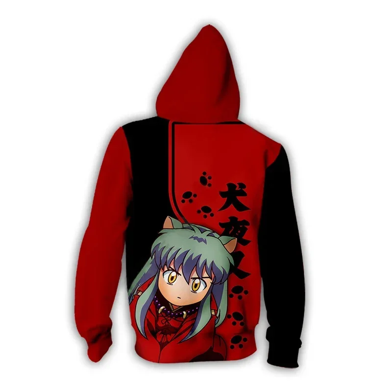 เสื้อฮู้ดคอสเพลย์อนิเมะ Inuyasha Sakuya Izayoi มีฮู้ดแนวสปอร์ตพิมพ์ลาย3D ฮาราจูกุซิปบางๆสำหรับฤดูใบไม้ผลิฤดูใบไม้ร่วง