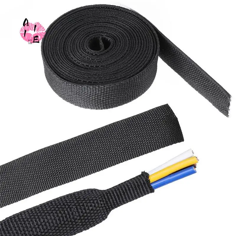 A11E-2 In 1 Heat Shrink Braided Sleeving Fabric Tubing-Perfectly Fit Irregular Shape Hose/Cable/Wire 1/2Inch(12Mm)